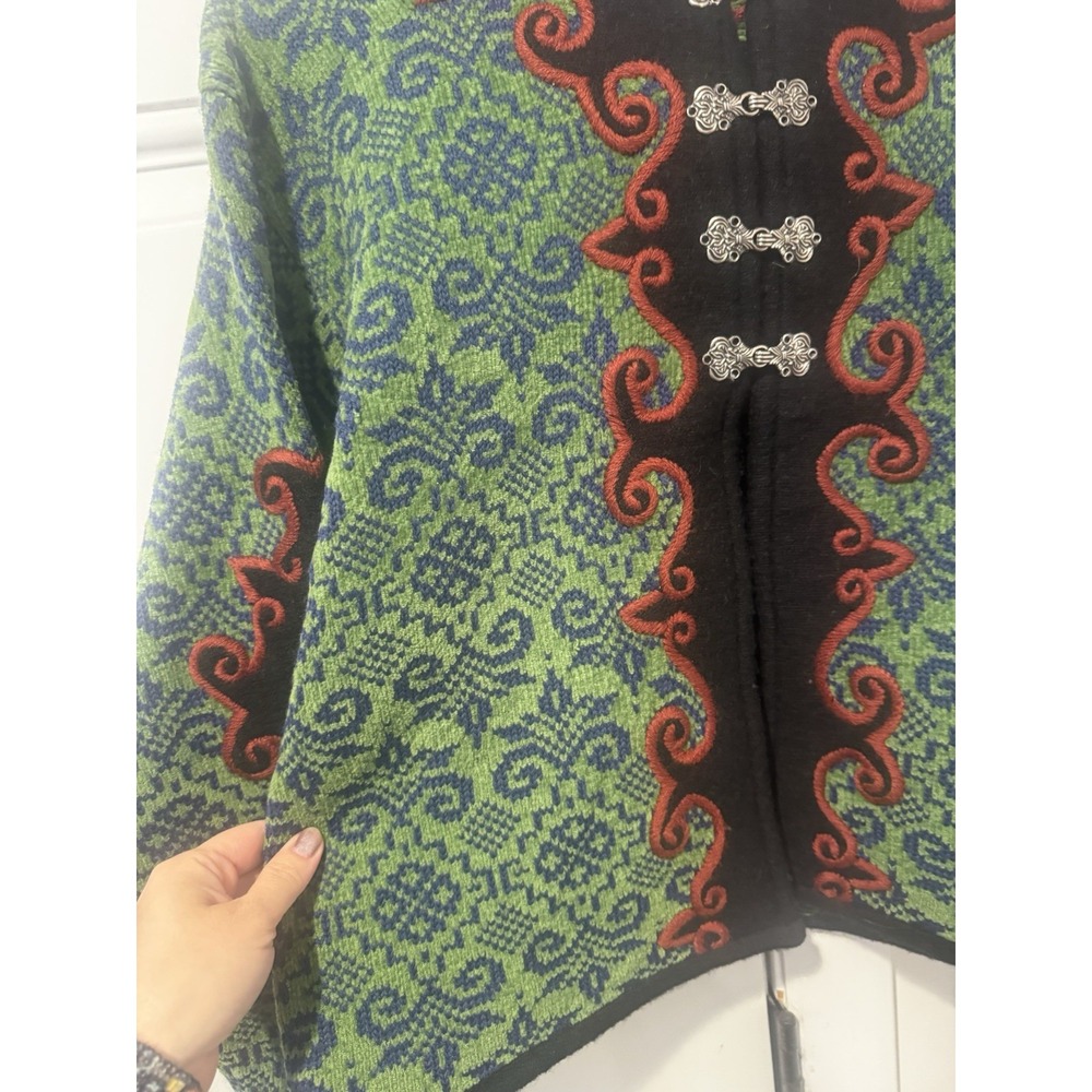 Vintage Vrikke Wool Nordic‎ Knit Jacket Cardigan Women's S Green Sz S Folk Style - Picture 5 of 14